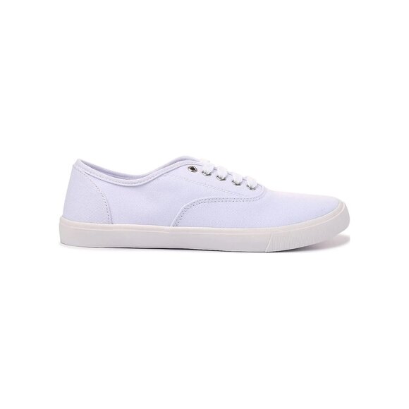 NEW Casual Lace up White Canvas Sneakers Wide Width Size 8.5 W Tennis Shoes - Picture 6 of 7